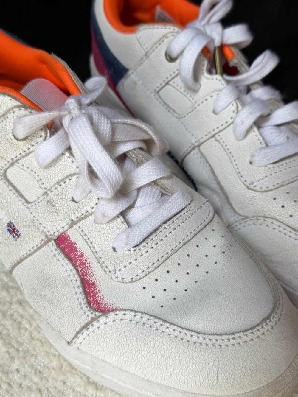 Reebok Kids White Orange Pink Navy Accent Sneakers - Picture 5 of 6